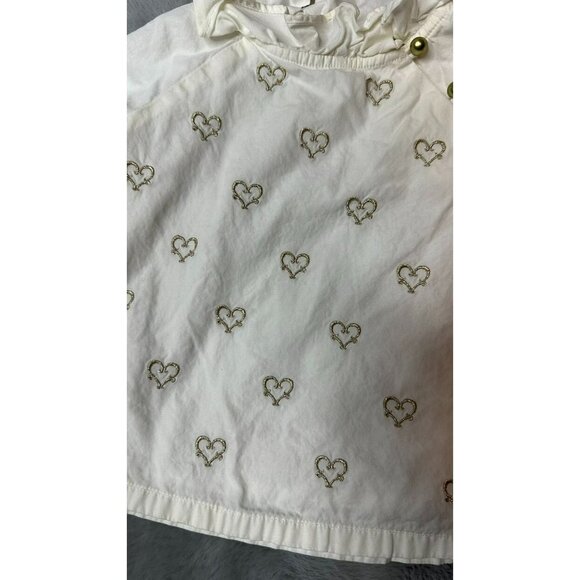 Janie and Jack Baby Girls 18-24 Months White High Neck Heart Embroidered LS Cott - Picture 4 of 11